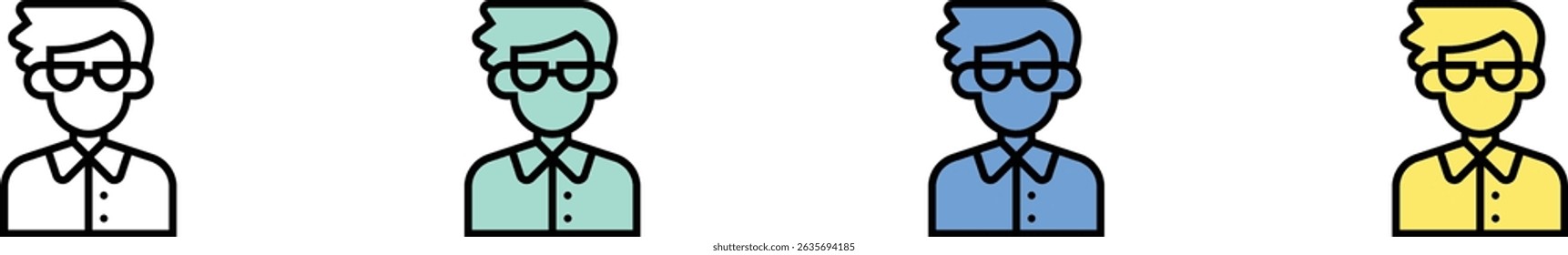 graphic designer icon. Outline, Green, Blue and Yellow Style Design Isolated On White Background