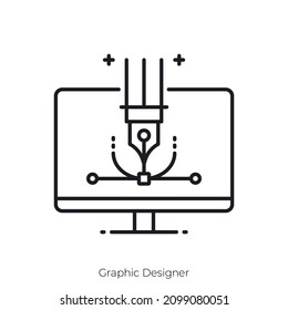 Graphic Designer icon. Outline style icon design isolated on white background