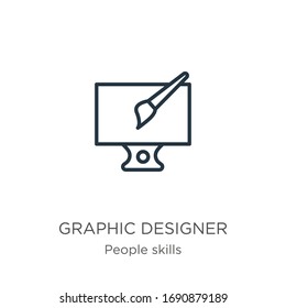 Graphic designer icon. Thin linear graphic designer outline icon isolated on white background from people skills collection. Line vector sign, symbol for web and mobile