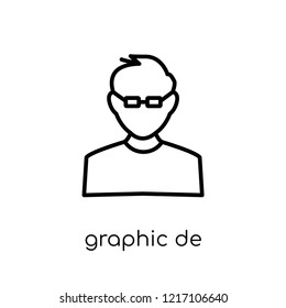 Graphic designer icon. Trendy modern flat linear vector Graphic designer icon on white background from thin line Professions collection, editable outline stroke vector illustration