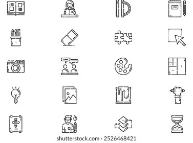 Graphic designer icons collection is a vector illustration with editable stroke.