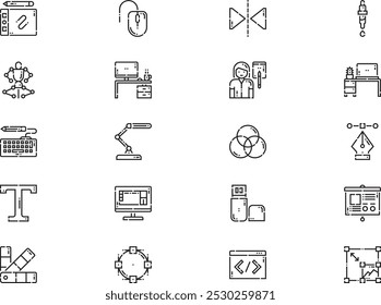 Graphic designer icons collection is a vector illustration with editable stroke.