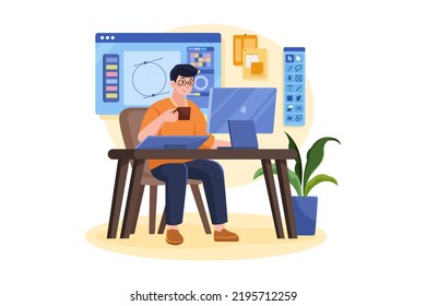 Graphic Designer Illustration concept on white background