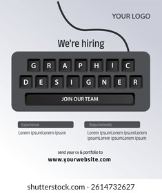 graphic designer job vacancy poster. vector illustration. job recruitment abstract 