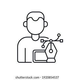 Graphic designer linear icon. Occupation. Worker. Illustrator. Thin line contour vector symbols. Editable stroke