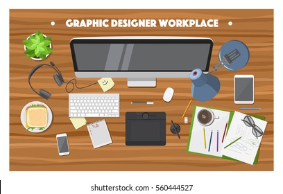 Graphic designer office workplace