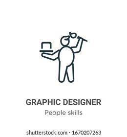 Graphic designer outline vector icon. Thin line black graphic designer icon, flat vector simple element illustration from editable people skills concept isolated stroke on white background