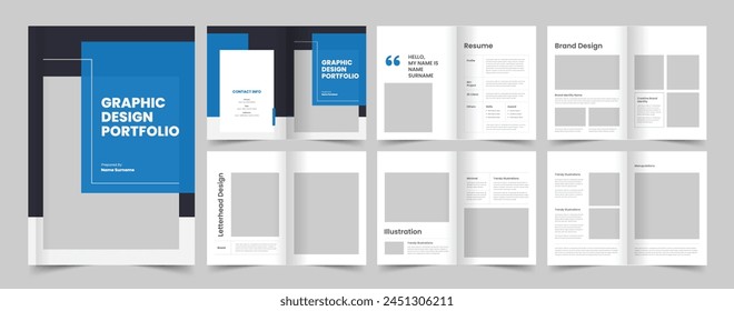 Graphic Designer Portfolio Design Template, A4 Portfolio, Vector Template