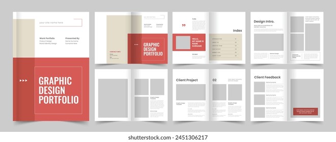 Graphic Designer Portfolio Design Template, A4 Portfolio, Vector Template