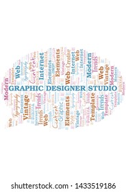 Graphic Designer Studio word cloud. Wordcloud made with text only.