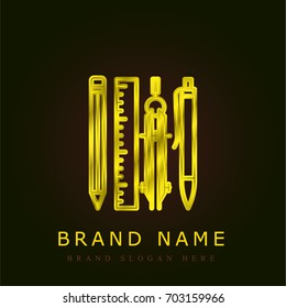Graphic Designer Tools golden metallic logo