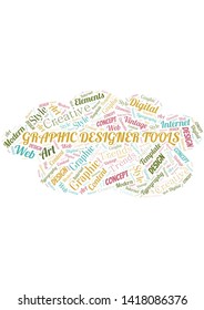 Graphic Designer Tools word cloud. Wordcloud made with text only.