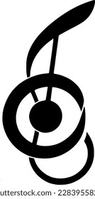 The graphic designer used a vector key icon to create an abstract shape that combined elements of music, illustration, symbol design, and art, resulting in a unique and visually striking sign.