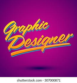 Graphic Designer Vector Lettering - Professional Career Icon, Emblem, Tittle