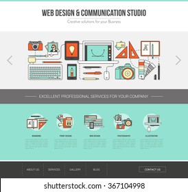 Graphic designer web template, advertising, communication and creativity concept