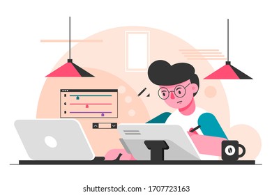 graphic designer work flat illustration