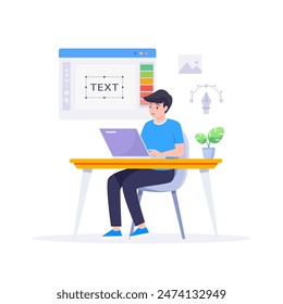 Graphic designer work on desk vector illustration.