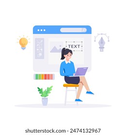 Graphic designer work on desk vector illustration.