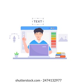 Graphic designer work on desk vector illustration.