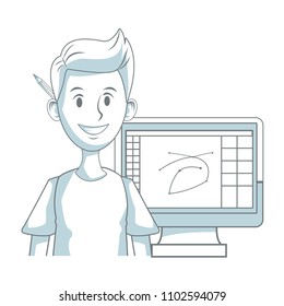Graphic designer working