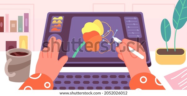 Graphic Designer Working Artist Animation Doing Stock Vector (Royalty ...