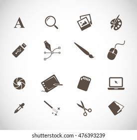 Graphic designers tools icon set 