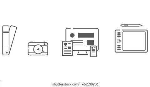 Graphic designers tools icon set vector