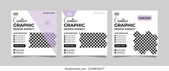 Graphic designing agency social media poster template watercolor painting pattern design