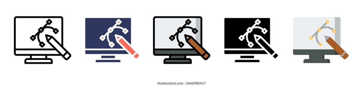 Graphic Designing Icon Multiple Vector Illustration