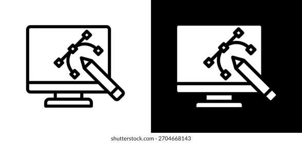 Graphic Designing Icon whiteblack Vector Illustration