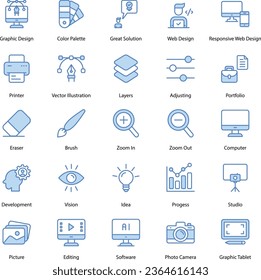 Graphic designing icons set vector stock illustration