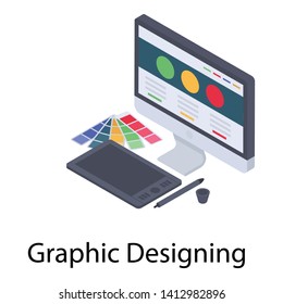 
Graphic designing software in isometric design 
