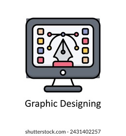 Ilustración de diseño de iconos de contorno de vector relleno de diseño gráfico. Símbolo de diseño gráfico sobre fondo blanco EPS 10 Archivo
