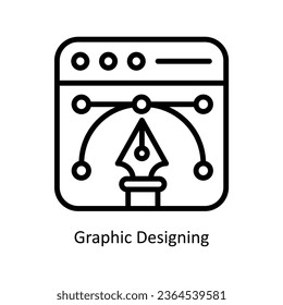 Graphic Designing vector  outline Icon Design illustration. Graphic Design Symbol on White background EPS 10 File
