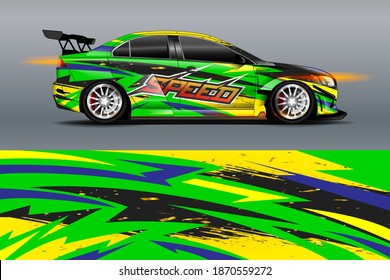 graphic designs of car wraps with sporty abstract background