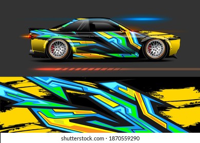 graphic designs of car wraps with sporty abstract background