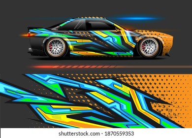 graphic designs of car wraps with sporty abstract background