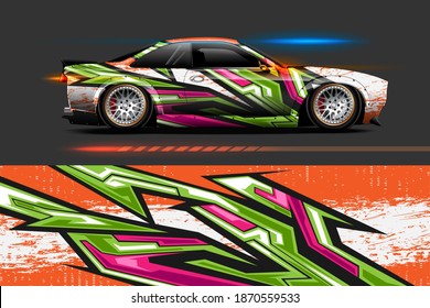 graphic designs of car wraps with sporty abstract background