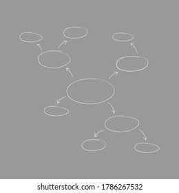 Graphic diagram, organizational chart. Hand drawn of mind map or flow chart with space for your text. Isolated on colour background .Stock vector illustration
