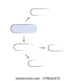 Graphic diagram, organizational chart. Hand drawn of mind map or flow chart with space for your text. Isolated on white background .Stock vector illustration