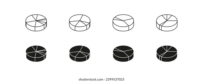 Icono de vector circular de diagrama gráfico. Iconos redondos de gráficos de infografía.
