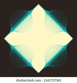 graphic diamond frame with abstract bubbles in brown and turquoise