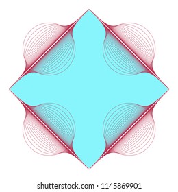 graphic diamond frame with abstract bubbles in red and blue