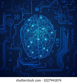 graphic of a digital brain with futuristic background; concept of artificial intelligence or ai technology advancement; 