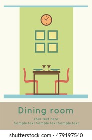 Graphic of dining area, interior design, flat vector illustration