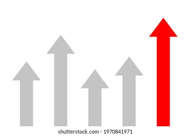Graphic display with an up arrow. Vector Illustration.