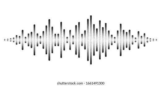 Visualización gráfica de ondas sonoras estilizadas con líneas puntiagudas. Efecto visual de ecualizador dinámico. Ilustración vectorial aislada en fondo blanco.