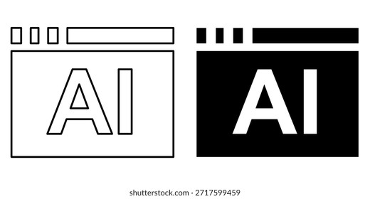 A graphic displaying two versions of the AI logo, one in outline and the other in solid black, symbolizing artificial intelligence.