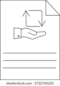 Gráfico de un documento que representa el manejo de una flecha circular hacia arriba junto a las líneas