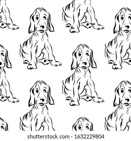 Graphic dog, pet, man’s four-legged friend, hand drawn graphic, line art, animal, design for wrapping paper, print for clothing decor, printing products